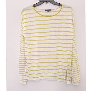 🆕Vince yellow white striped linen top SZ M